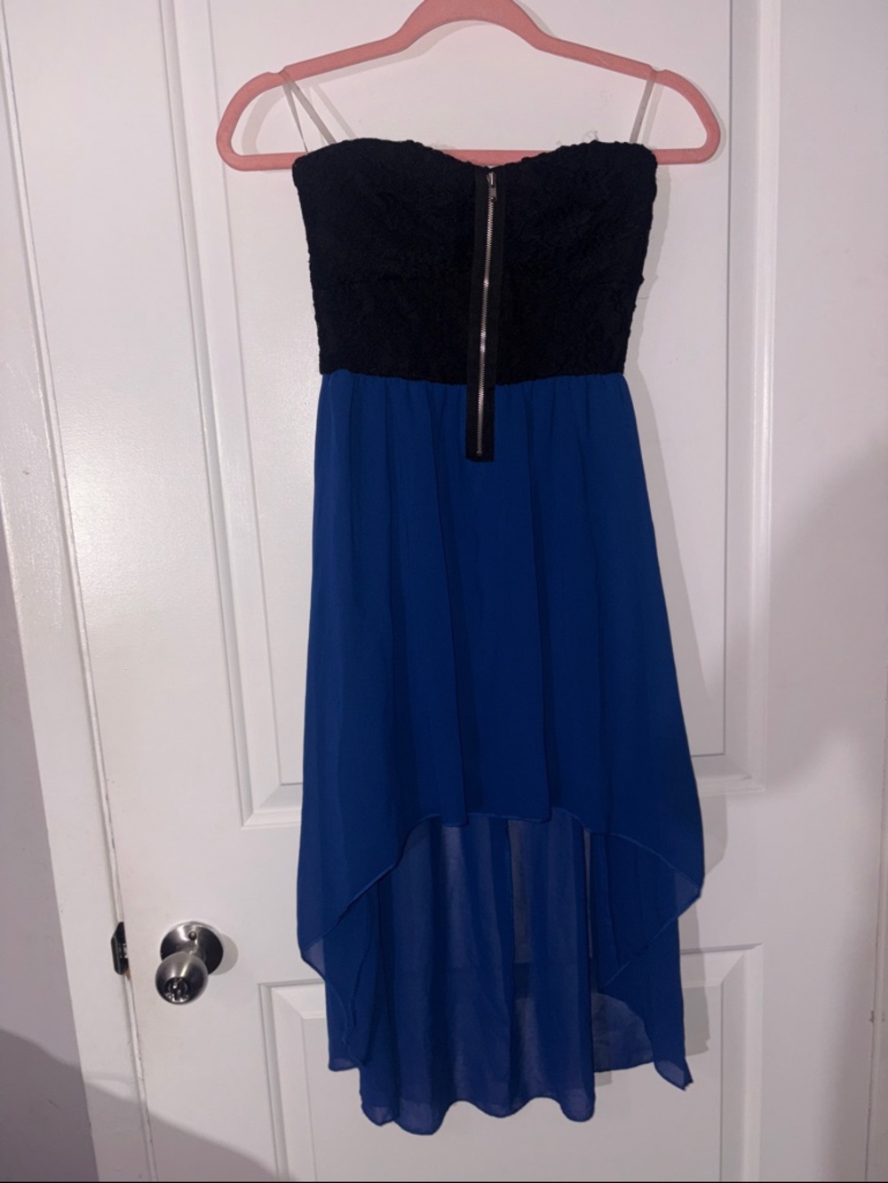 Eclipse Black & Royal Blue Strapless High-Low Dress